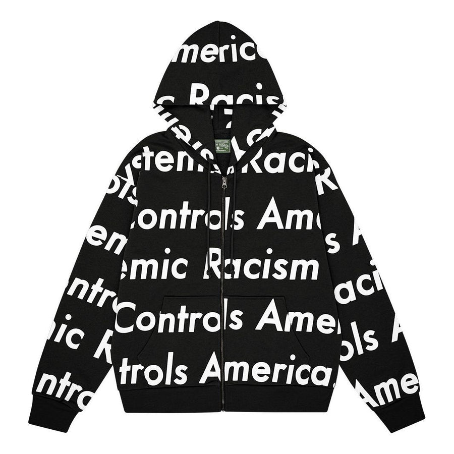 

Худи Denim Tears x Arthur Jafa SS24 Systemic Racism Controls America Zip Up 'Black White', черный