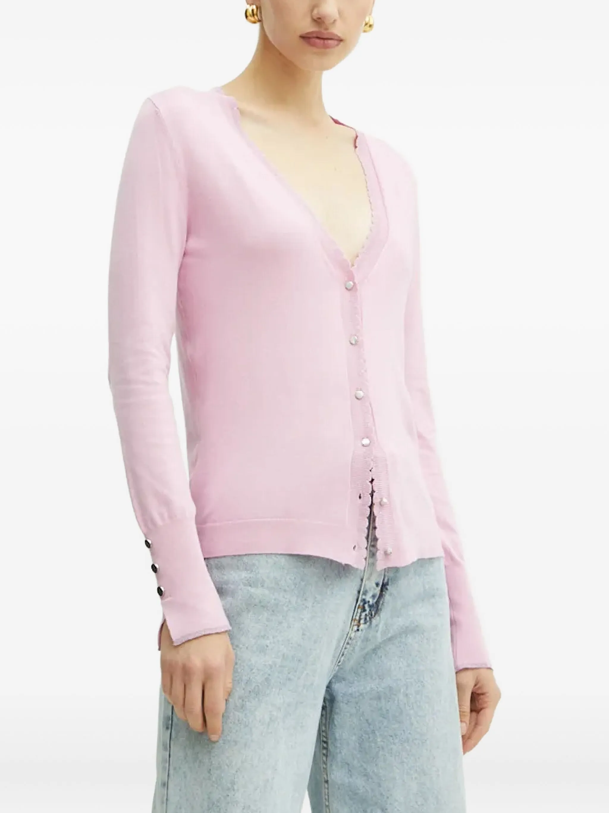 

Кардиган с зубчатой отделкой и застежкой на пуговицы Liu Jo, розовый