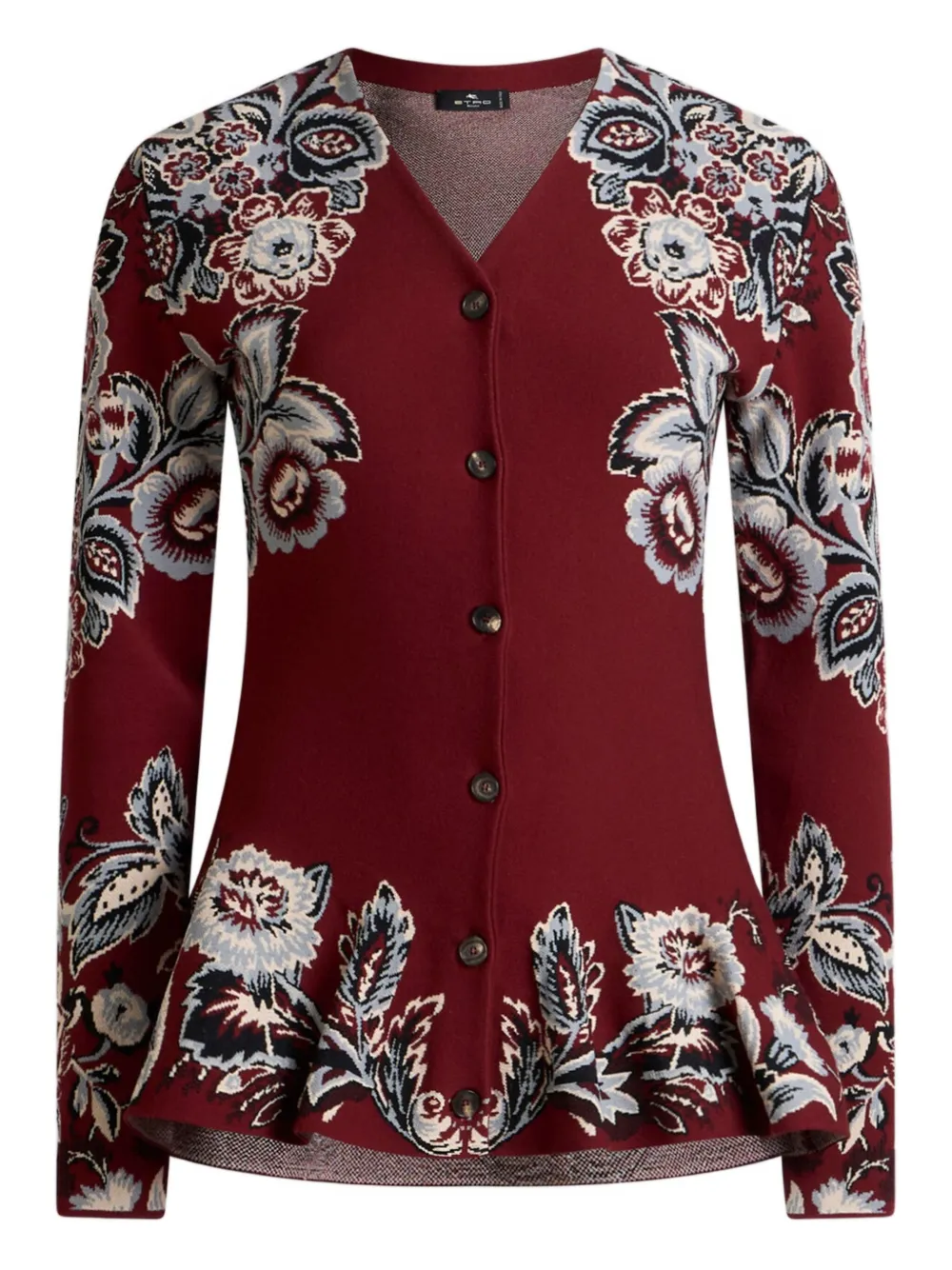 

Расклешенный кардиган с цветочным узором ETRO, красный