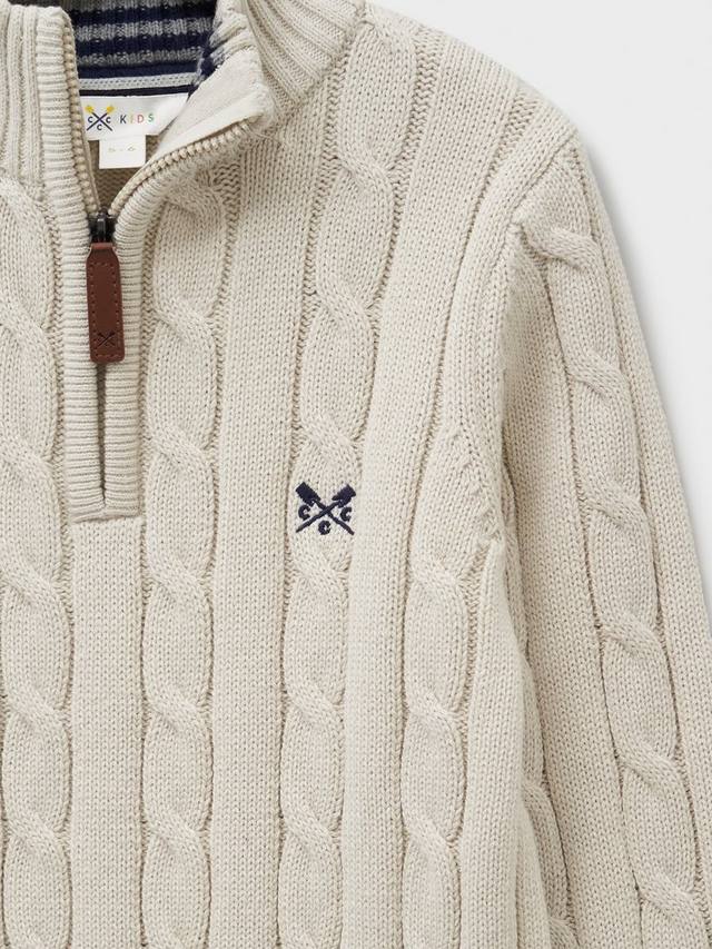 Детский хлопковый джемпер с воротником-стойкой на молнии Crew Clothing, Stone — фото 2