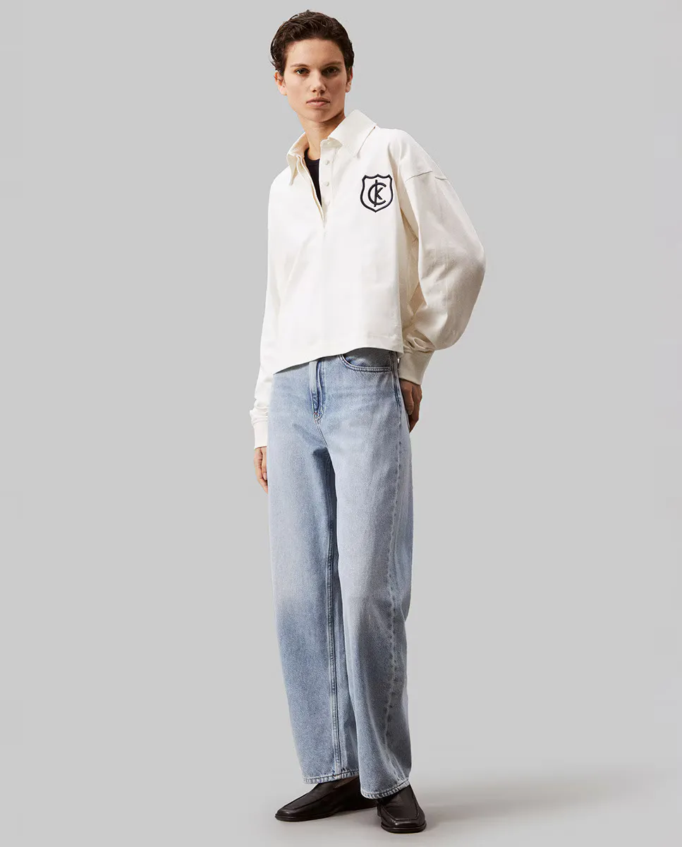 

Ковбойские джинсы для женщин с высокой посадкой Barrel Calvin Klein Jeans, светло-голубой