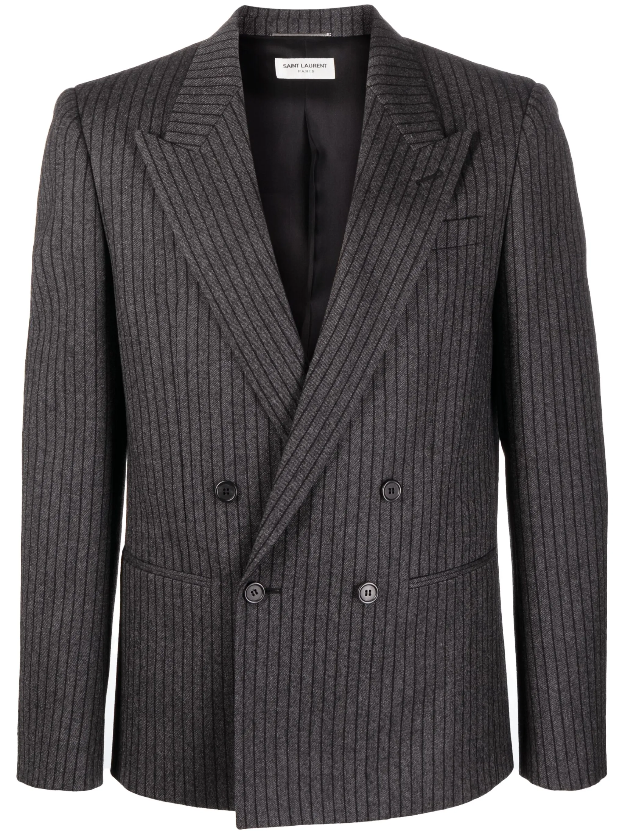 

Двубортный пиджак в полоску Saint Laurent, серый