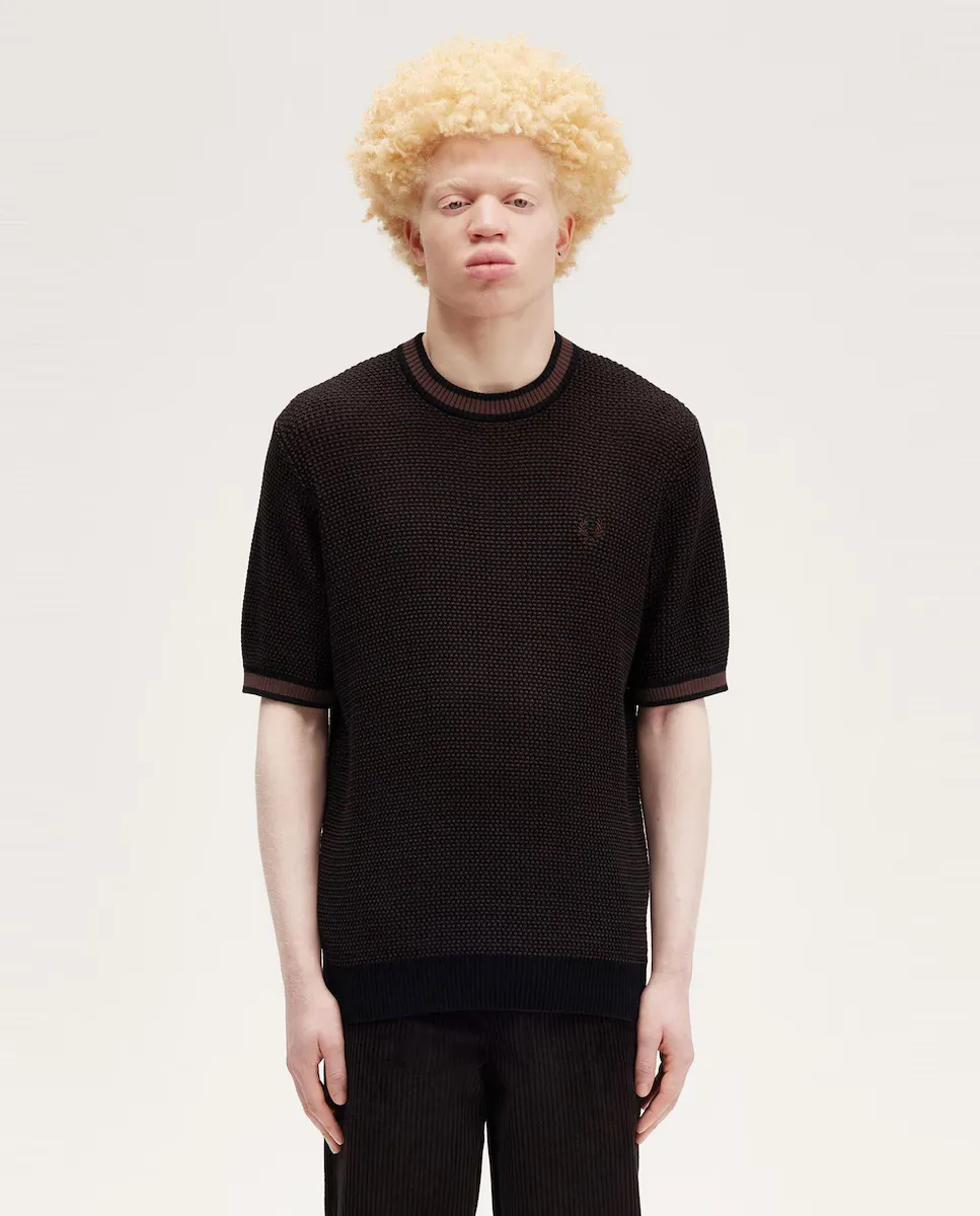 

Мужской свитер с круглым вырезом и короткими рукавами Fred Perry, темно-синий