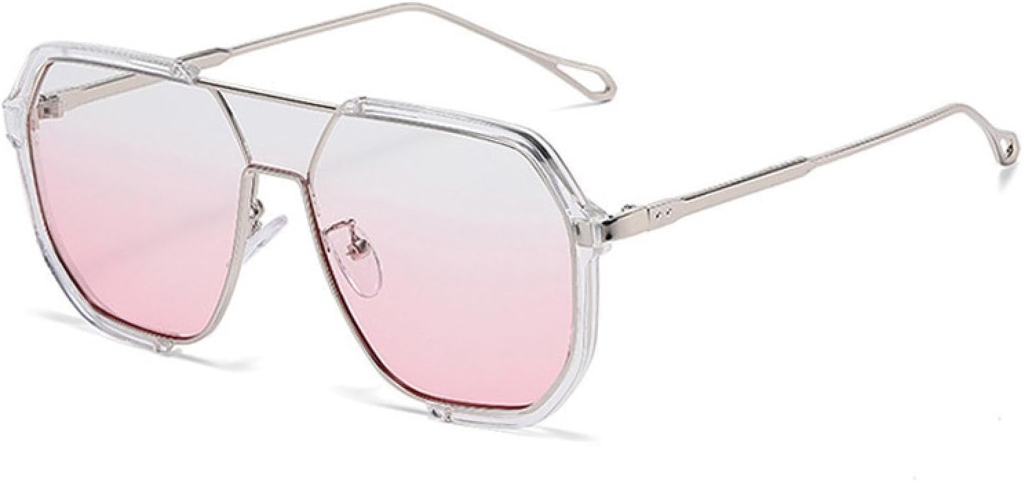 

Уникальные цельные солнцезащитные очки для женщин в металлической оправе, роскошные солнцезащитные очки для мужчин с защитой от УФ-излучения UV400 в стиле панк TKKTLLT, Clear-bluepink.