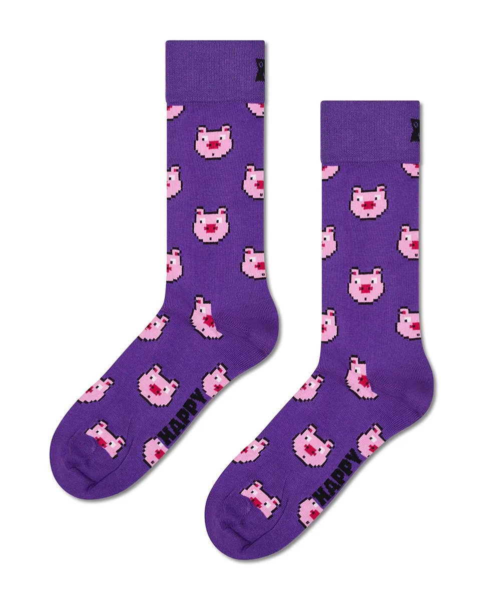 

Фиолетовые носки с рисунком свинки Happy Socks