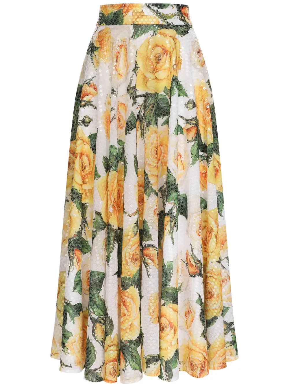 

Юбка с пайетками и цветочным принтом DOLCE & GABBANA, белый