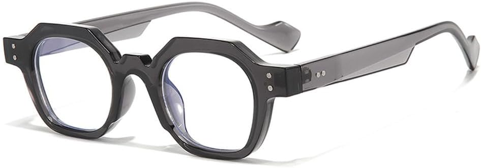 

Ретро-солнцезащитные очки в форме многоугольника, маленькие квадратные, женские, с защитой от УФ-излучения UV400, модные панк-очки с заклепками, мужские, с прозрачными линзами в оправе WNCKSQ, Grey Clear