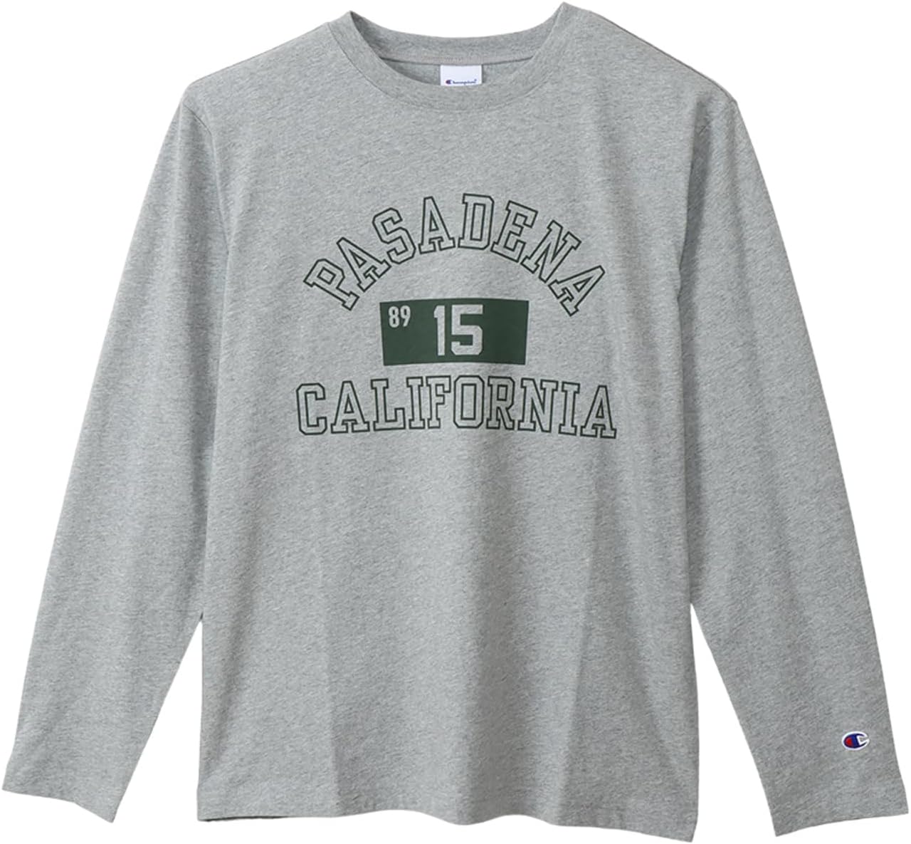 

Мужская футболка с длинным рукавом Champion C3-Y423, круглый вырез, 100% хлопок, графический принт США, футболка с длинным рукавом, базовая модель, зеленый/серый