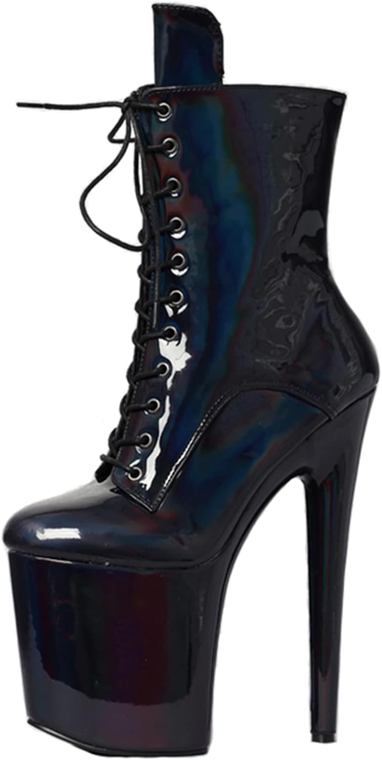 

Высокие каблуки 8'' Экзотические танцы на пилоне Ботильоны с магическим цветом на щиколотке Платформенные ботинки Сексуальные туфли стриптизерши Для ночного клуба Свадебные и праздничные туфли Унисекс Мужские большие размеры HZIH, Black