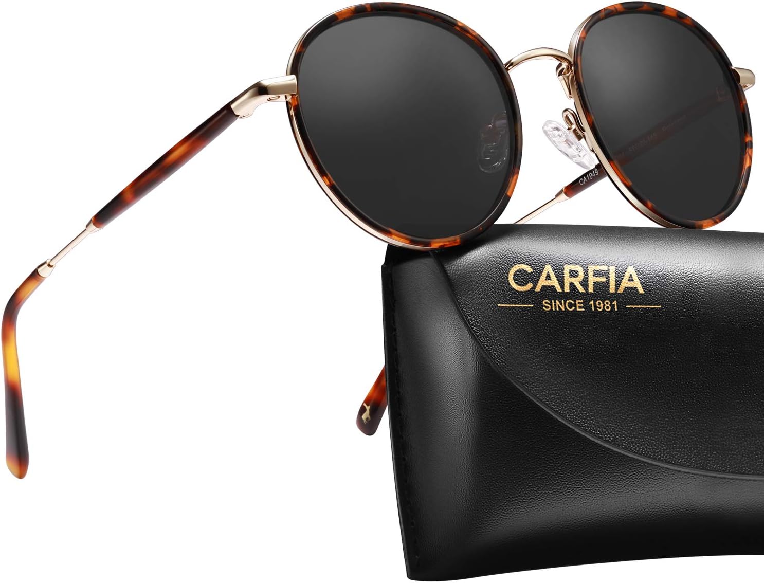 

Женские солнцезащитные очки CARFIA Retro Small Round Polarized с защитой от УФ-излучения, модные винтажные стильные дизайнерские солнцезащитные очки CA1949, B: Metal & Tortoise Frame + Grey Lens