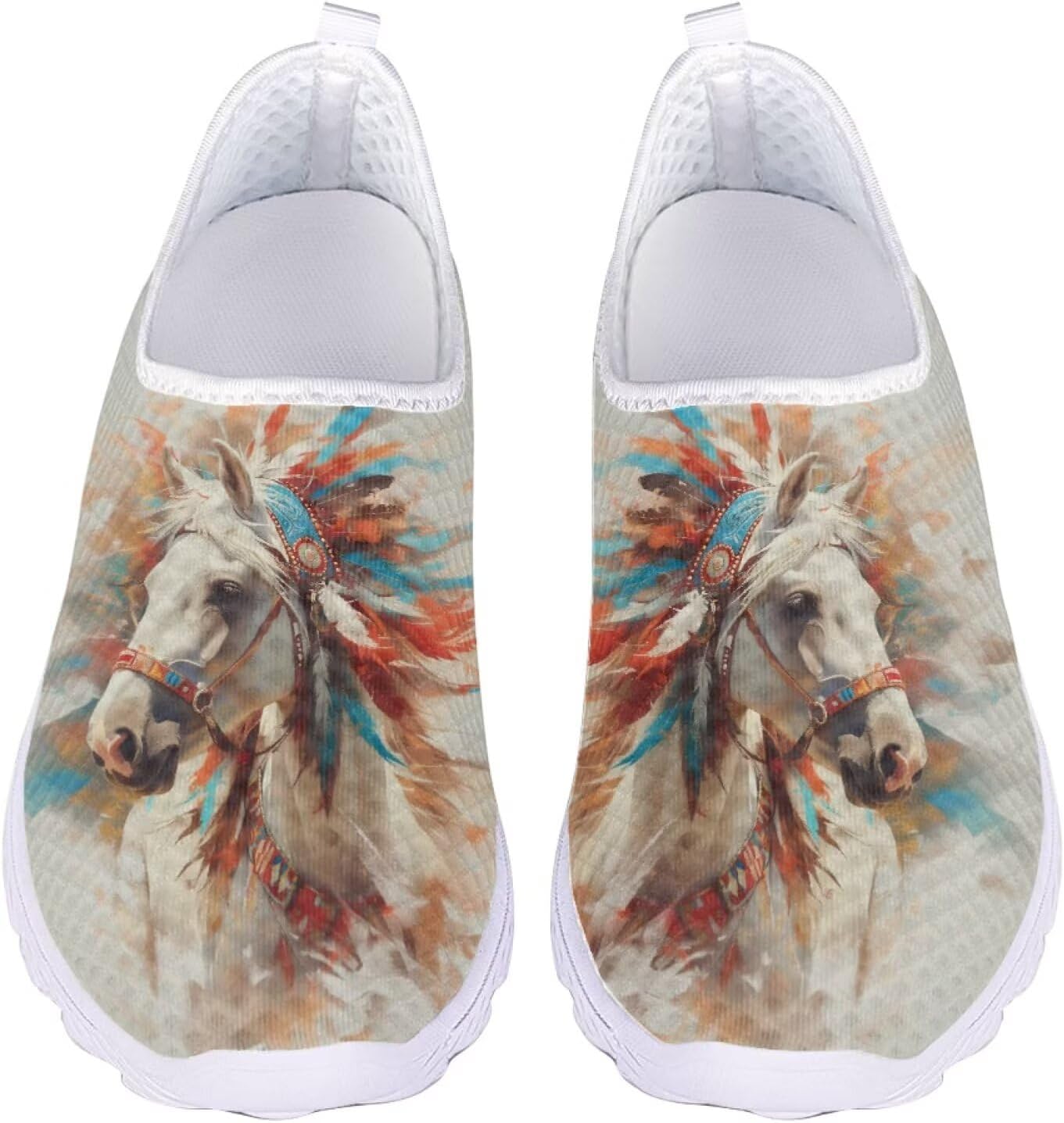 

Кроссовки Jeiento на Хэллоуин для женщин и мужчин, для вечеринки на Хэллоуин, прогулок и бега, слипоны, дышащая сетка, спортивная и модная обувь, Horse