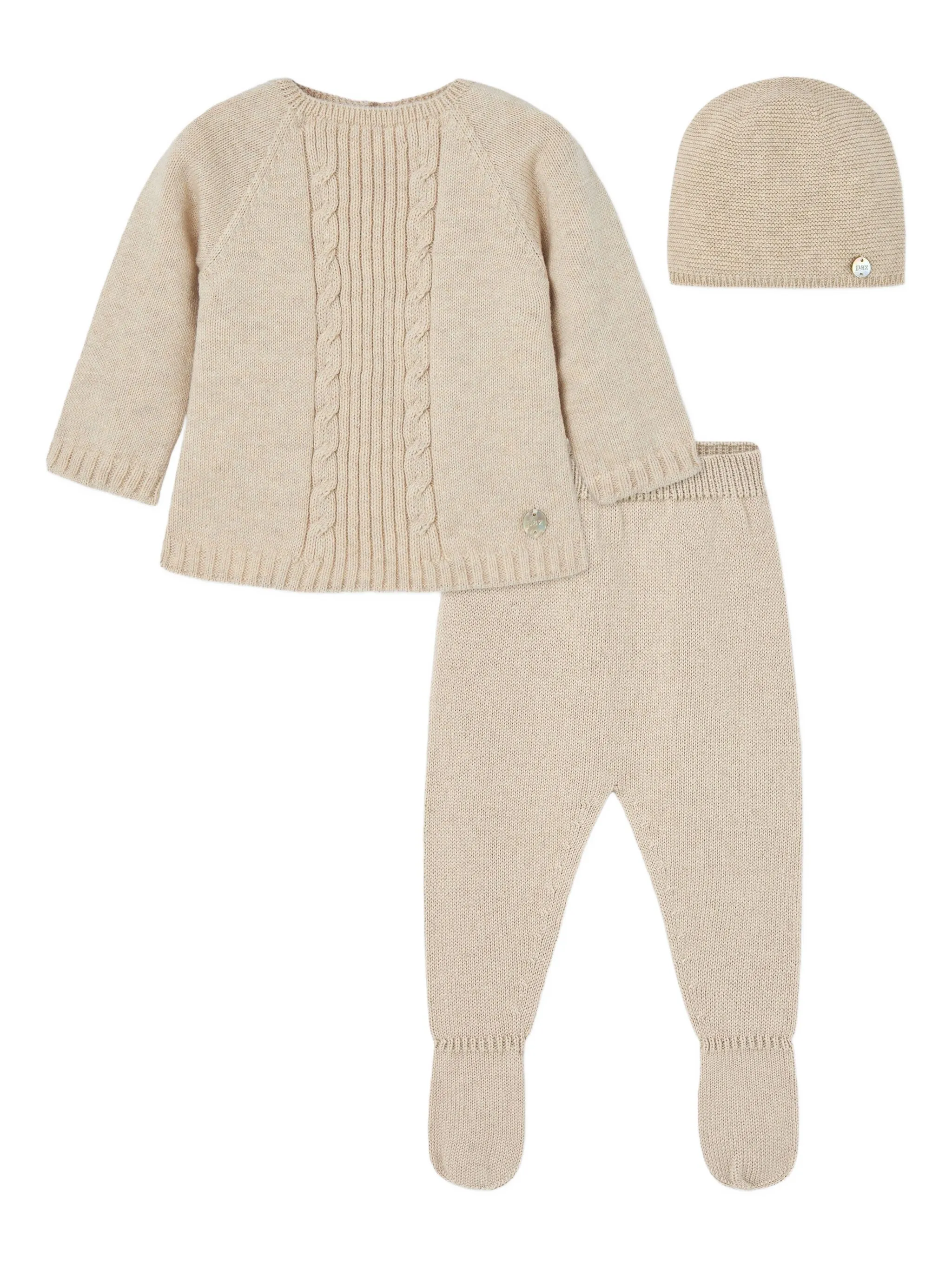 

Комплект из топа и брюк фактурной вязки Paz Rodriguez, бежевый