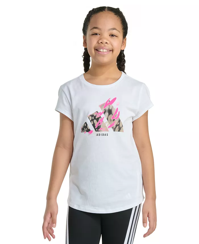 

Футболка хлопковая с коротким рукавом и принтом логотипа Big Girls Essential adidas, белый