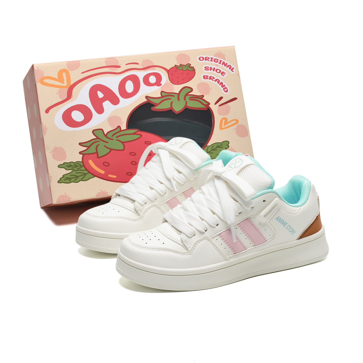 

OAOQ Увеличение высоты амортизации устойчивые к истиранию легкие нескользящие низкие скейтбордские кроссовки унисекс White Pink Moon, цвет White Pink Moon