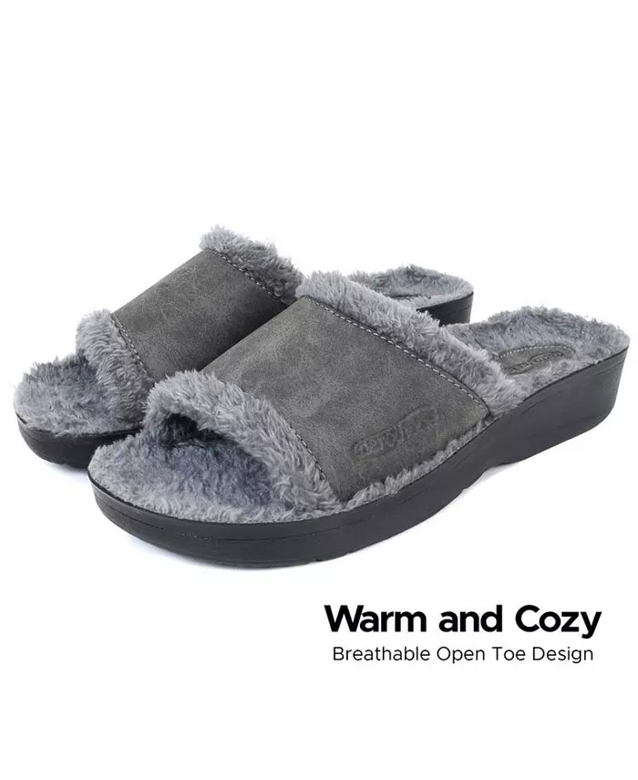 Женские слайды Aspen Fuzzy Strap с поддержкой свода стопы Aerothotic, серый — фото 3