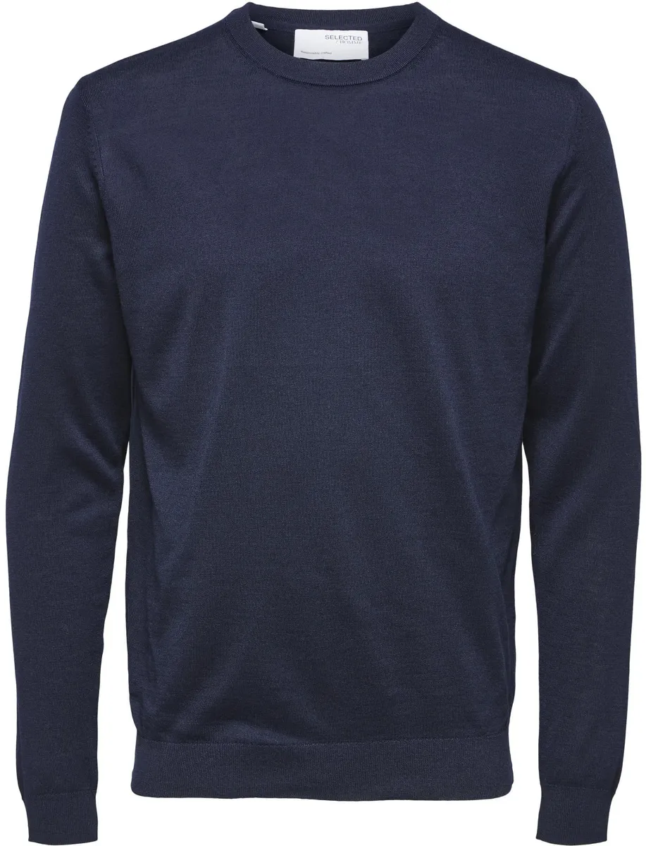 

Свитер с круглым вырезом SELECTED HOMME "OWN MERINO COOLMAX KNIT", синий