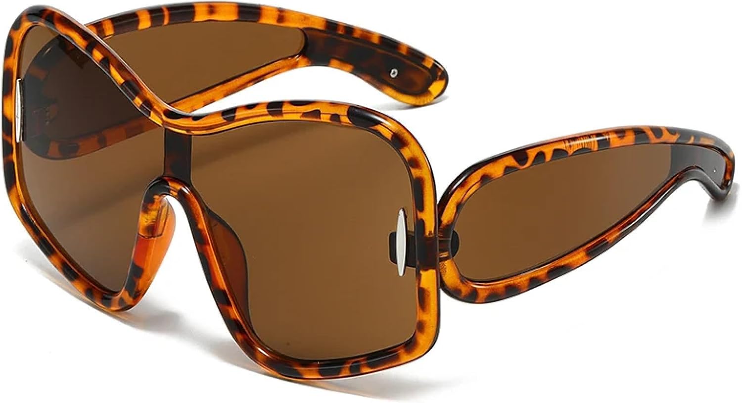 

Большие женские солнцезащитные очки класса люкс, модные цельные очки, мужские очки для активного отдыха и вождения, защита от УФ-излучения UV400, ретро-стиль, заклепки HHZZYVY, Leopard Tea