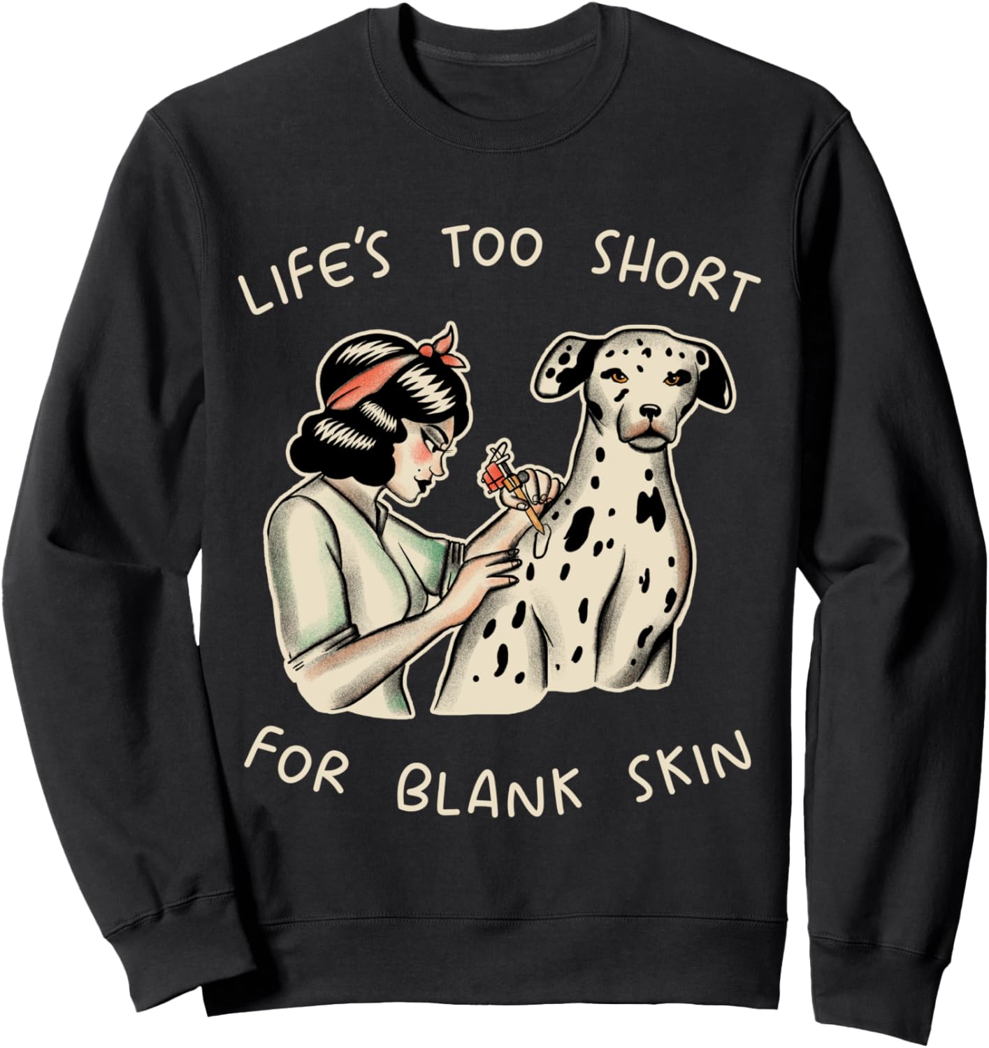 

Жизнь слишком коротка для татуировки на пустой коже. Толстовка с татуировкой далматина Malfunctioning Apparel, черный