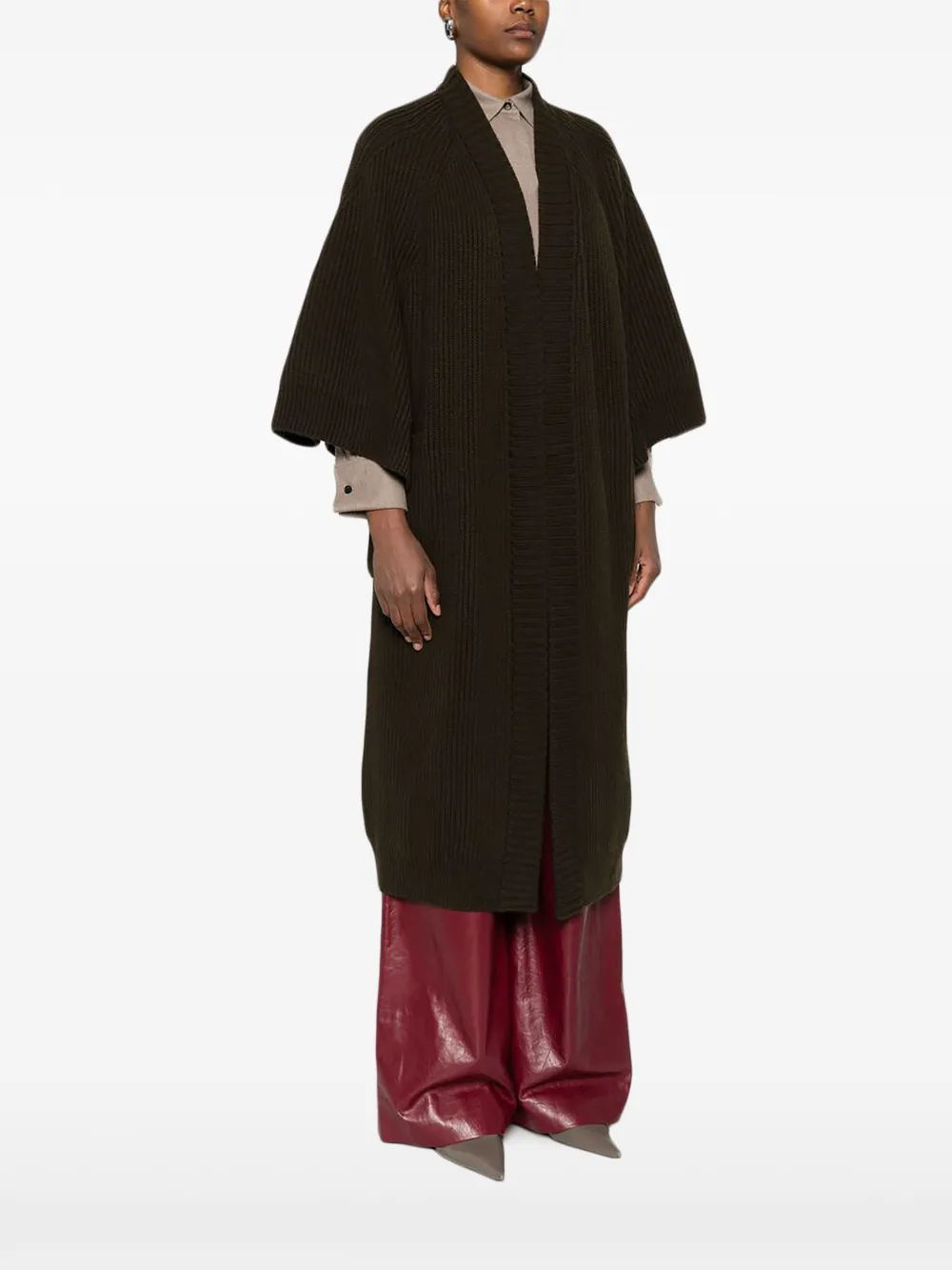 Кардиган-пальто с укороченными рукавами Max Mara, зеленый — фото 3
