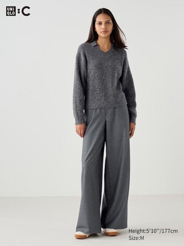 

Легкие широкие брюки Uniqlo, серый