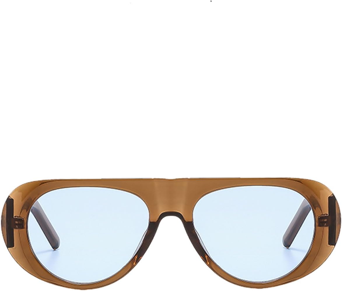 

Солнцезащитные очки Long Keeper Retro Pilot для женщин, винтажные, в стиле 70-х, с плоской верхней частью, овальные, модные, с леопардовым принтом, Transparent Brown Blue