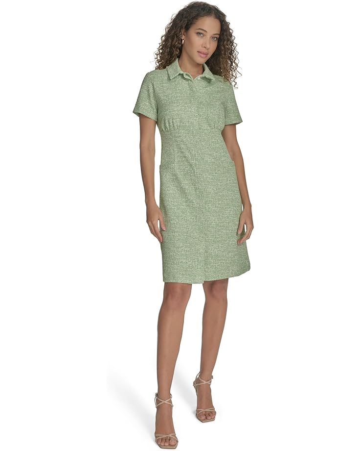 

Платье Calvin Klein Tweed Short Sleeve Collared Dress, цвет Leaf White