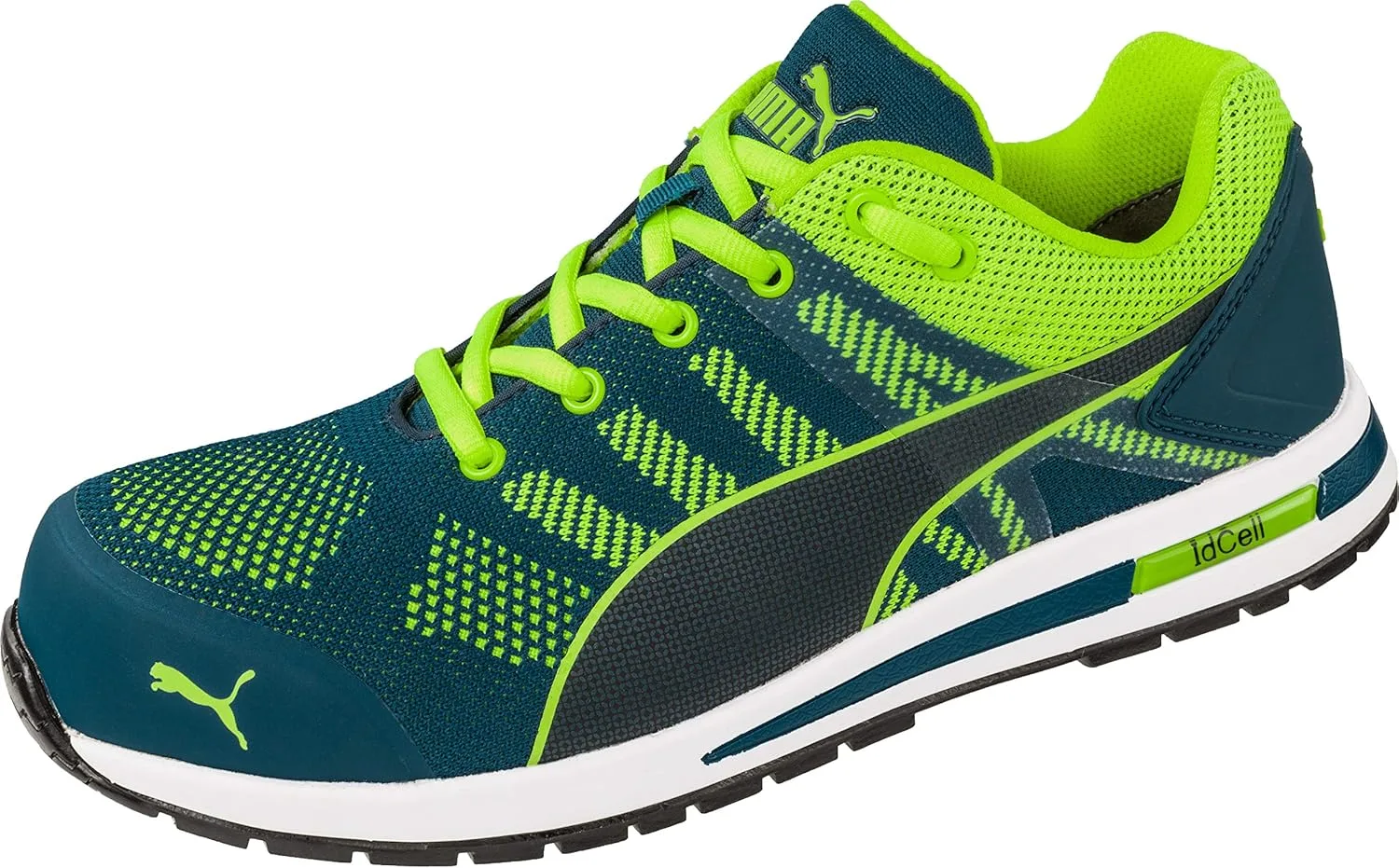 Защитные низкие рабочие кроссовки Puma Safety Elevate Knit Low Work Shoe Safety Shoe S1P ESD HRO SRC с защитным колпачком из стекловолокна, нескользящая поверхность, термостойкие, без металлических вставок, мужские, синий/зеленый