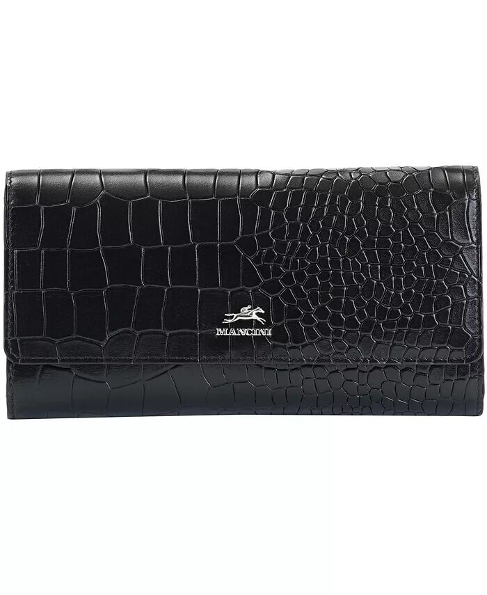 

Женский кошелек Croco2 RFID Secure Quad Fold Mancini, черный