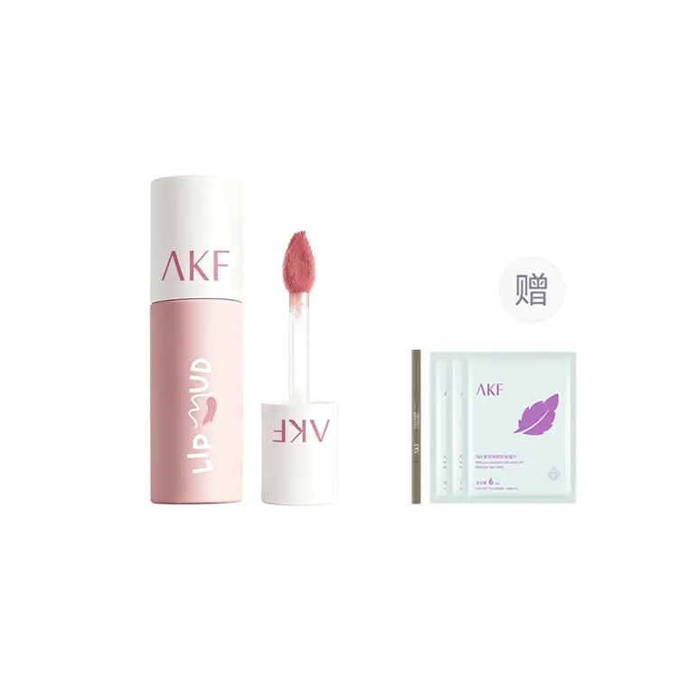 

Матовый блеск для губ Lip Clay с эффектом осветления, легко растушевывается, стойкий AKF, Sea Salt розовый M30+Eyebrow Pencil 01+Makeup Remover Wet Wipes 18ml