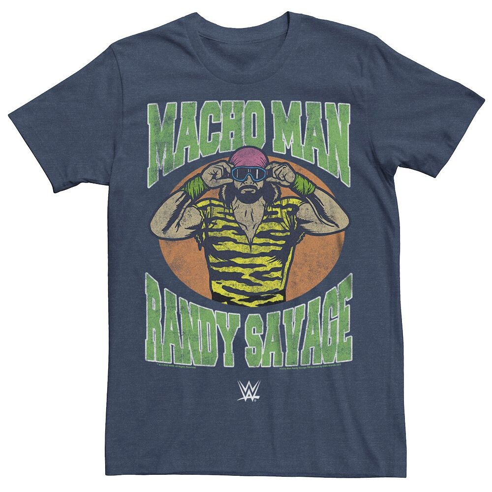 

Футболка с круглым рисунком Big & Tall WWE Retro Macho Man Randy Savage Licensed Character, цвет Navy Heather