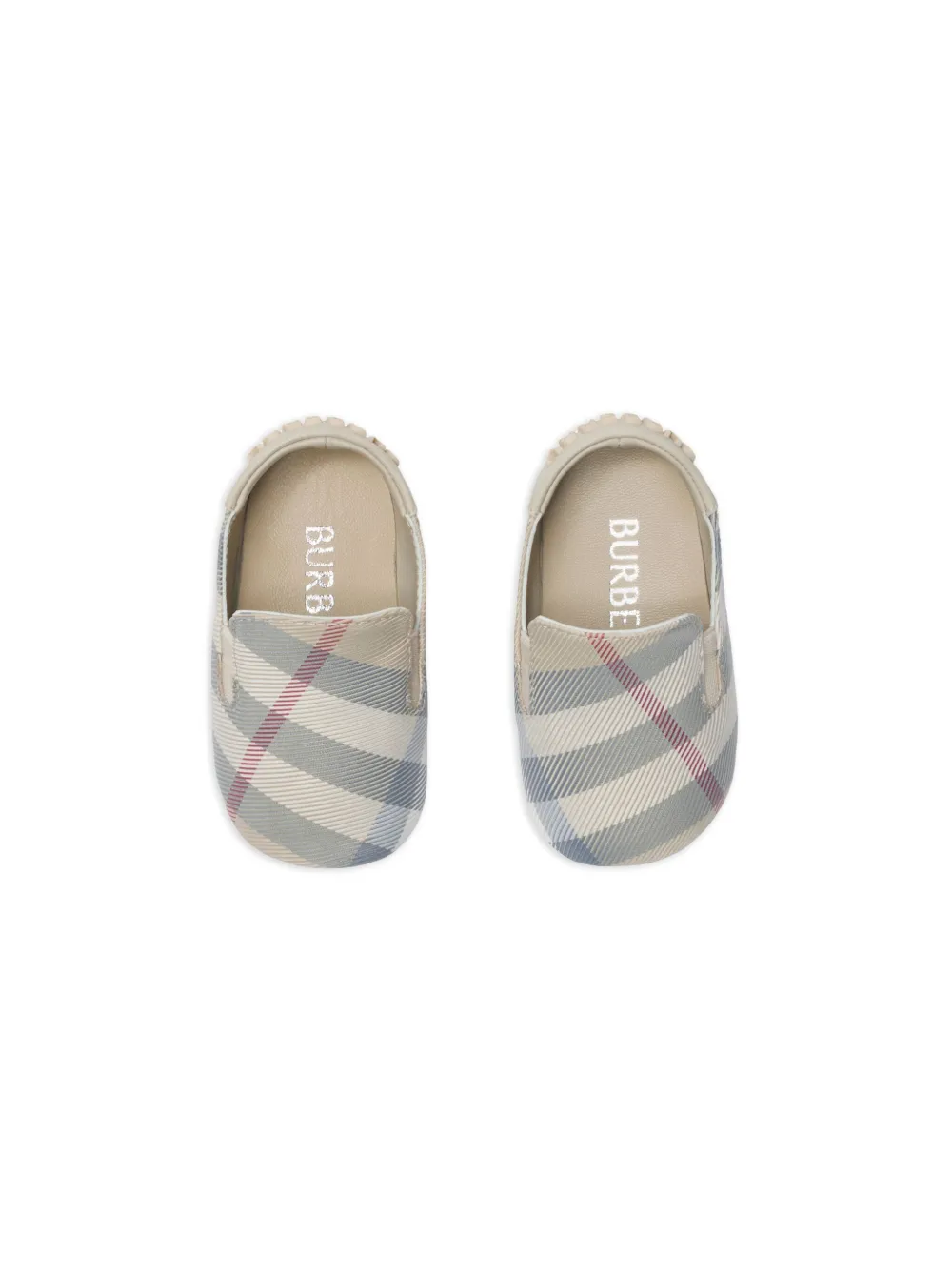 Пинетки в клетку Burberry Kids, бежевый — фото 4