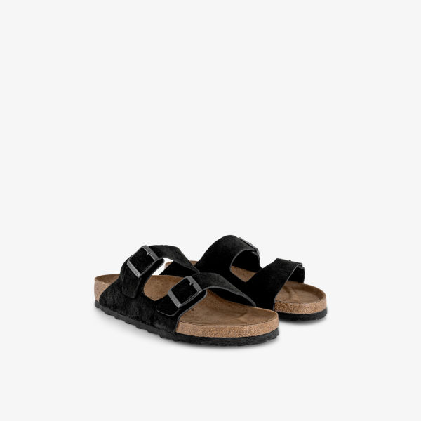 Сандалии кожаные Birkenstock Arizona с двумя ремешками, черный — фото 3