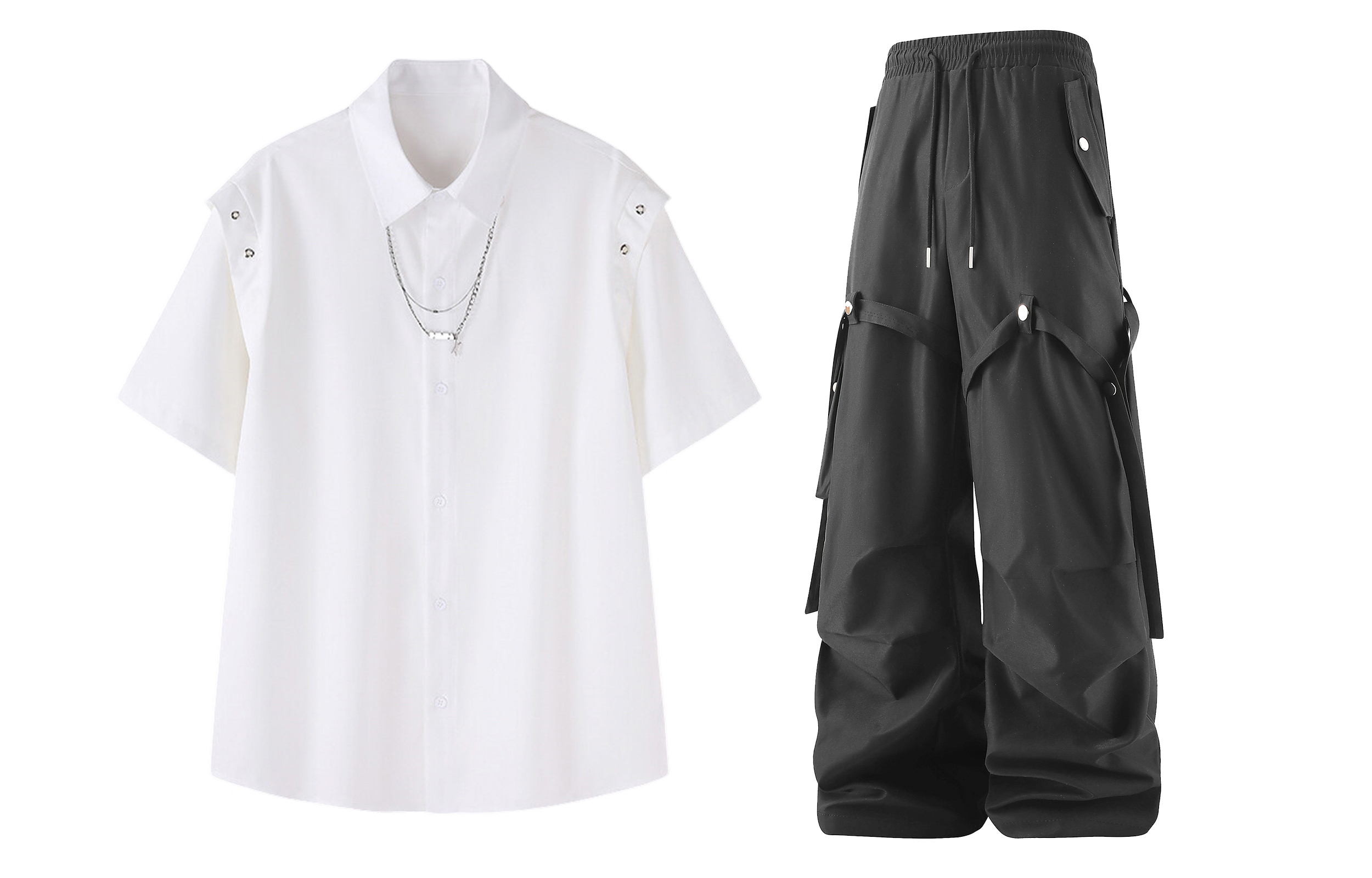 

Повседневный спортивный стиль Unisex X1617, белый top+темно-серый pants