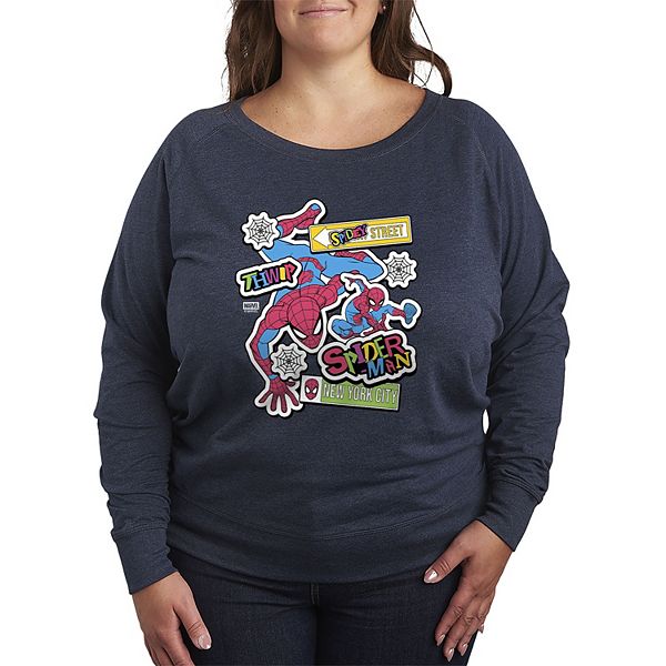 

Футболка с длинным рукавом French terry с принтом Человека-паука Plus size Marvel, Heather Indigo