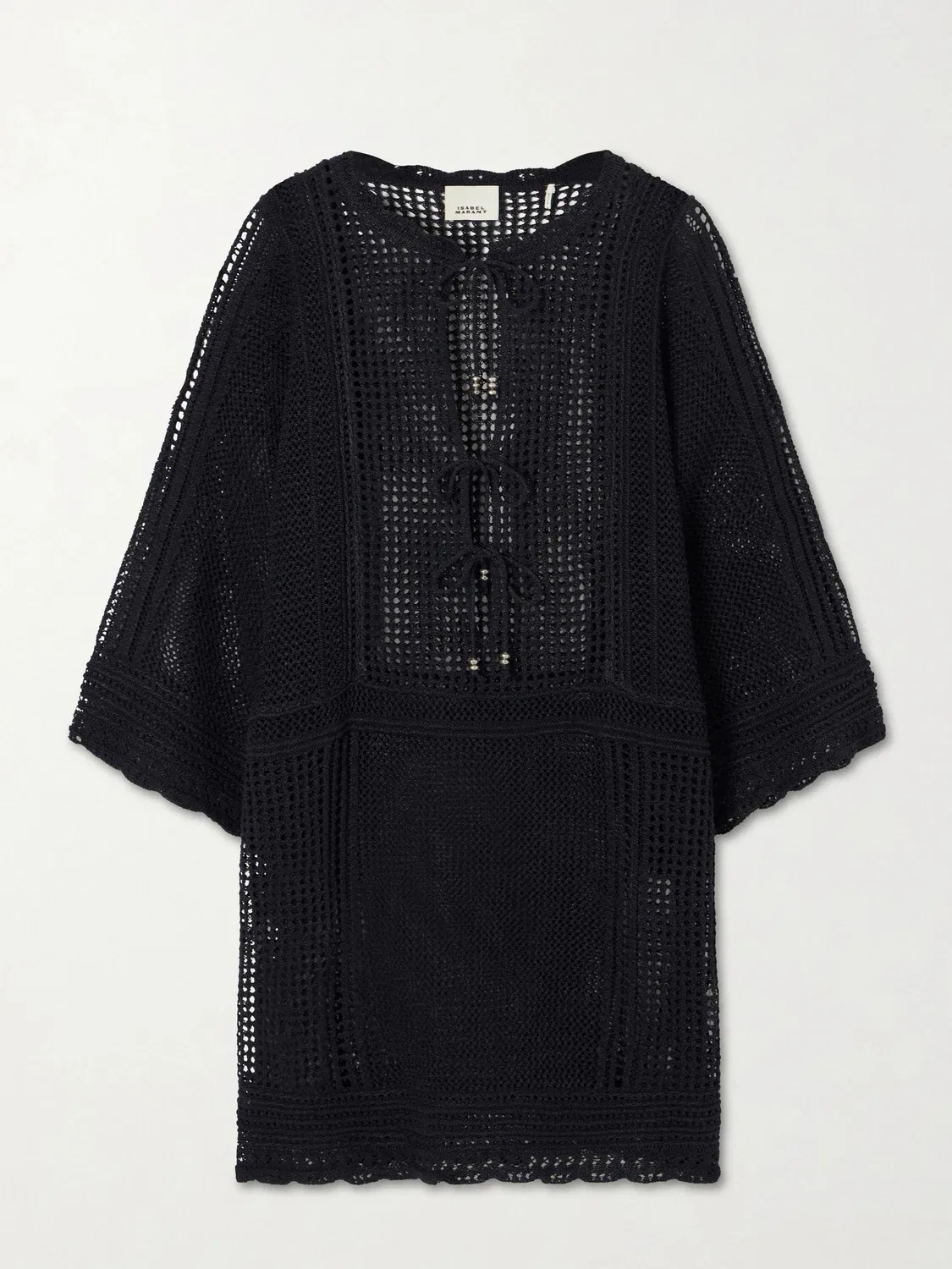 Мини-платье Metina из хлопка с вязаными элементами ISABEL MARANT, черный