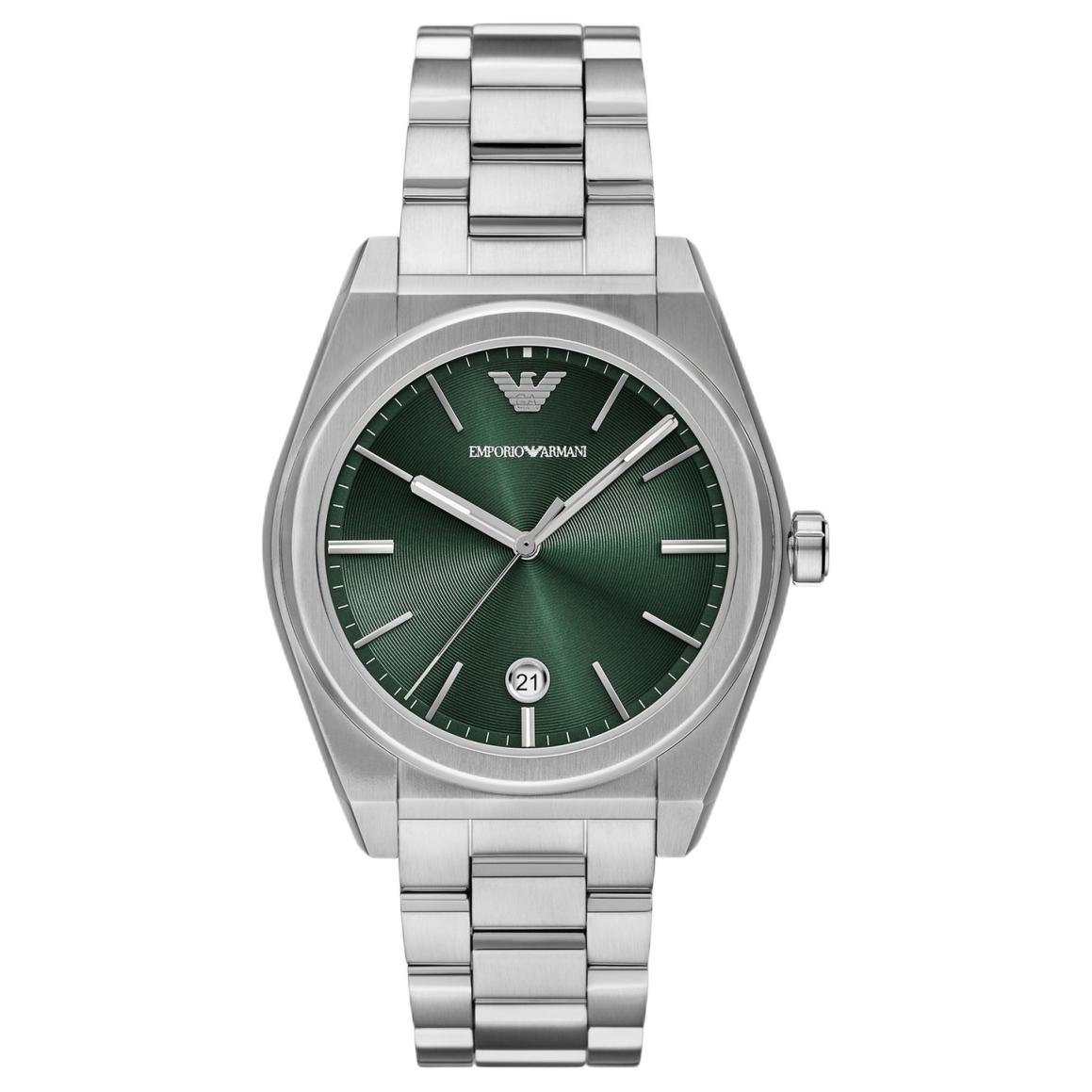 

EMPORIO ARMANI Часы Three-Hand Date Stainless Steel Watch, Green Dial