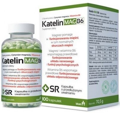 

Katelin, MAG B6, магний, витамин В6, 100 капсул. Lekam