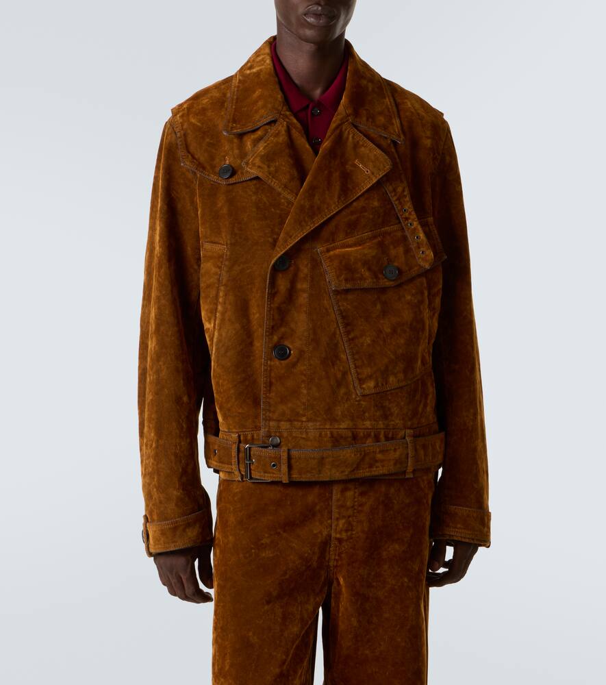 Вассел куртка байкерская из хлопка с поясом Dries Van Noten, Umber — фото 3