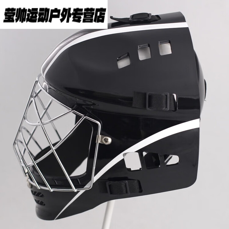 

He Jiagong Бейсбольный шлем для кэтчера, хоккейный вратарский шлем Ice Ball/Rolling Ball, матовый черный с белой полосой, размер S