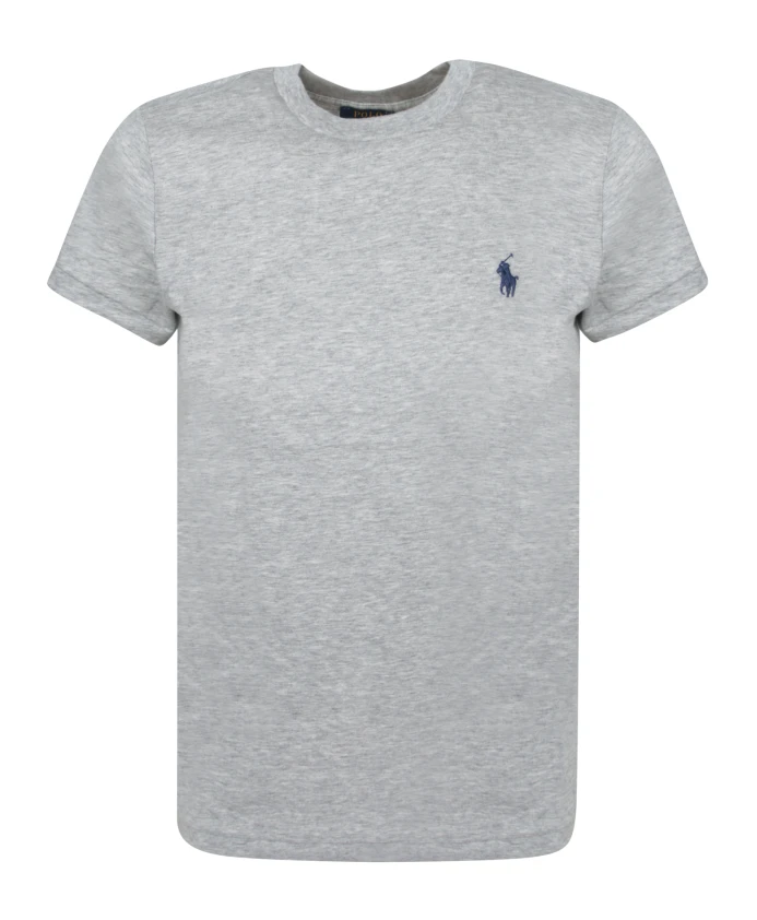

Серая хлопковая футболка с вышитым логотипом Polo Ralph Lauren, серый