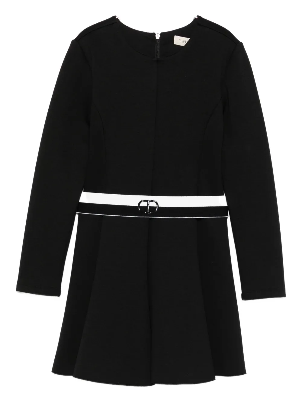

Расклешенное платье с поясом TWINSET Kids, черный