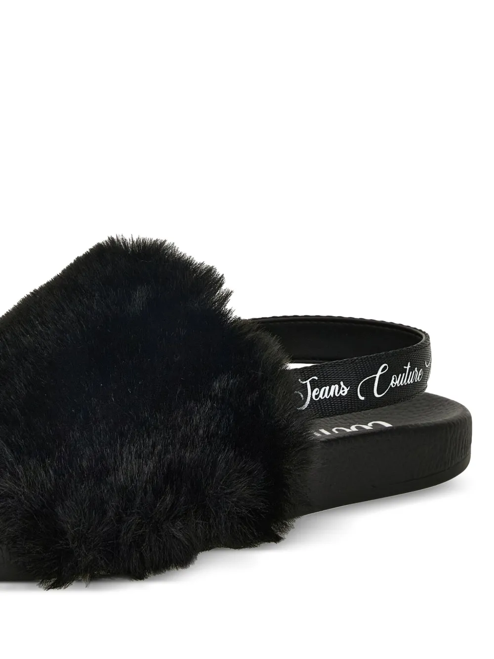 Шлепанцы с меховой отделкой и открытой пяткой Versace Jeans Couture, черный — фото 4