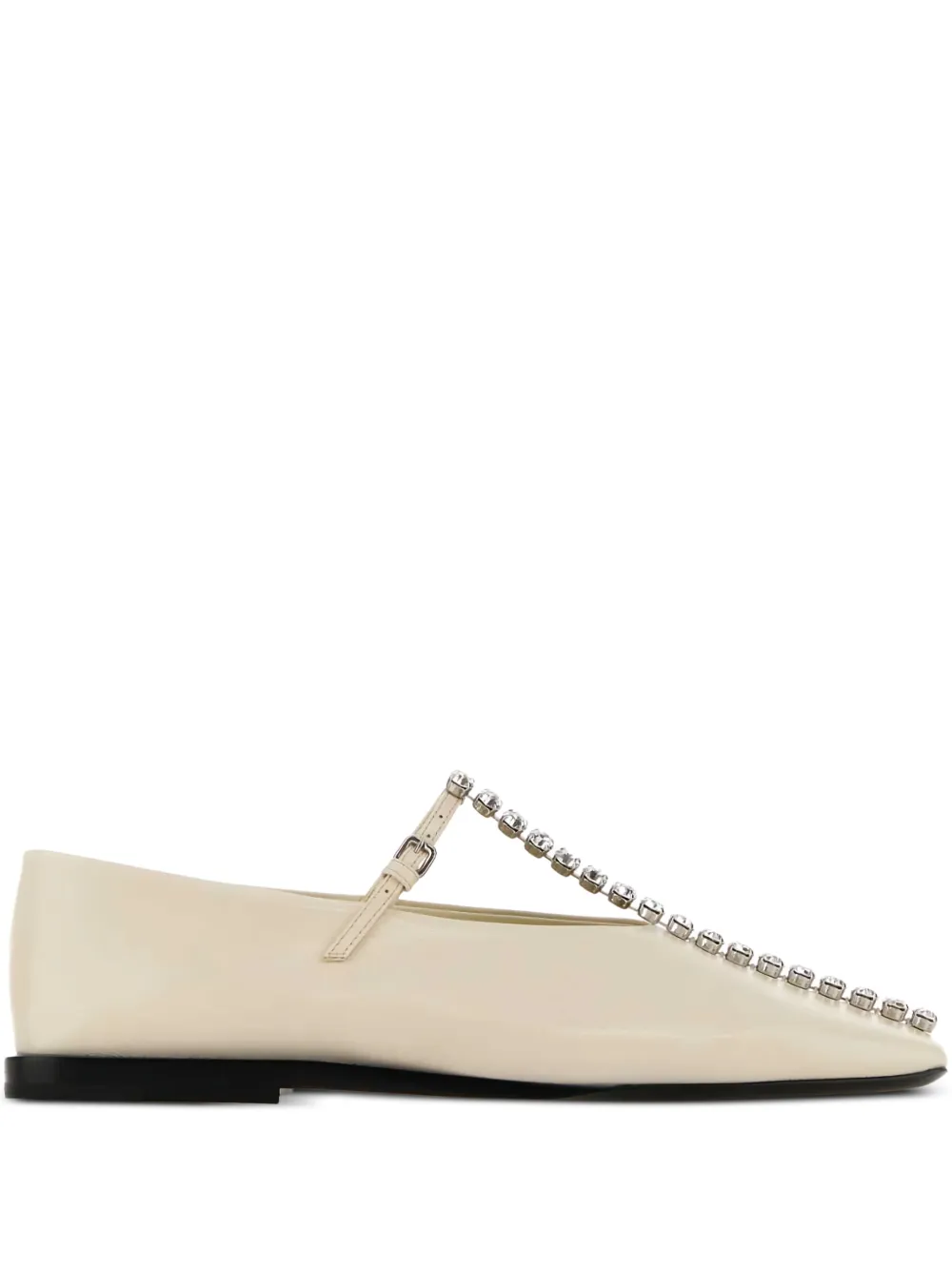 Балетки из кожи с кристаллами Jil Sander, слоновая кость