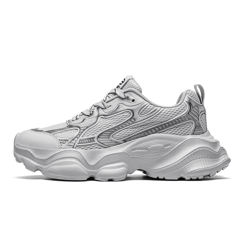 

LINGPAO Мужские низкие массивные кроссовки серебристо-серые, цвет Silver Gray