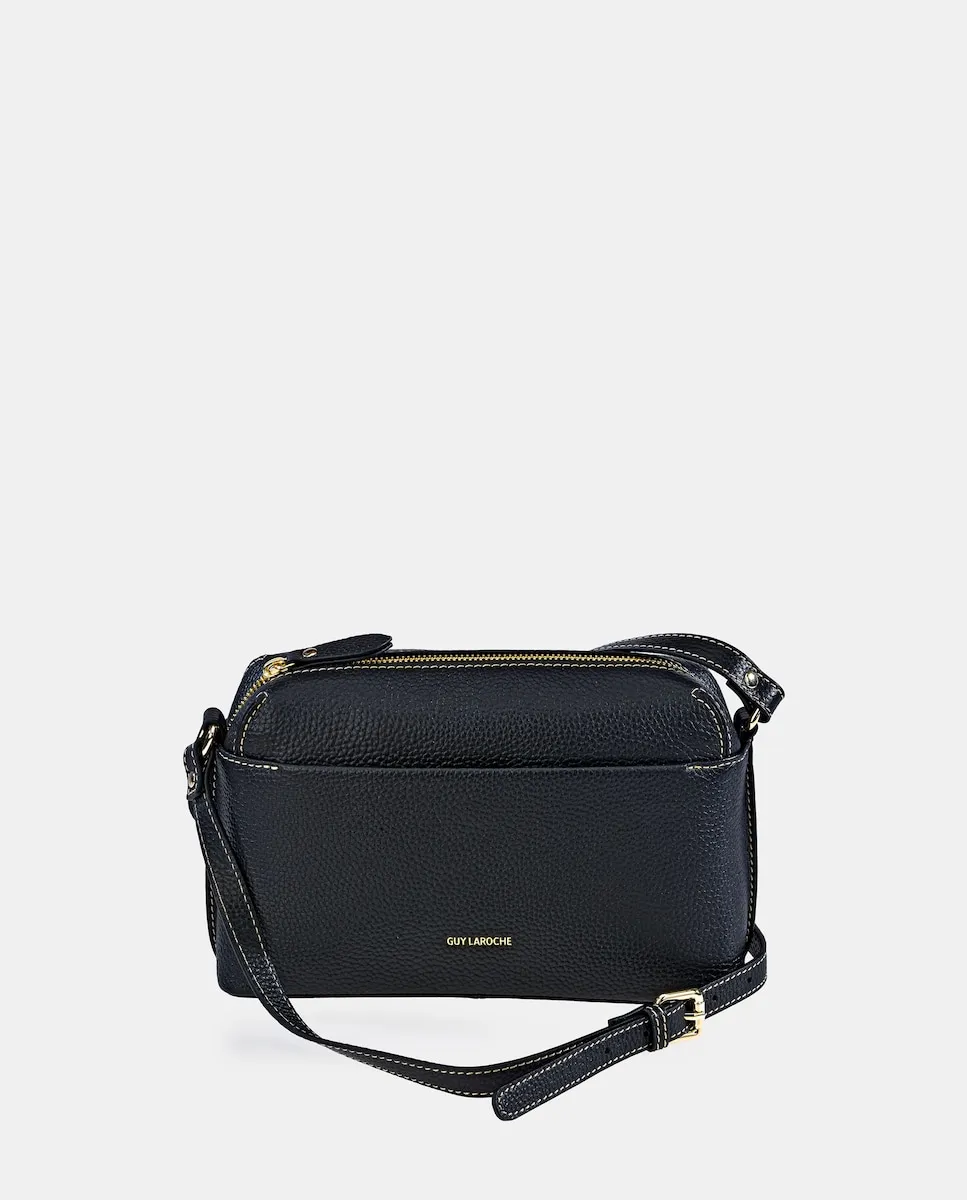 

Кожаная сумка через плечо с передним карманом Guy Laroche, черный