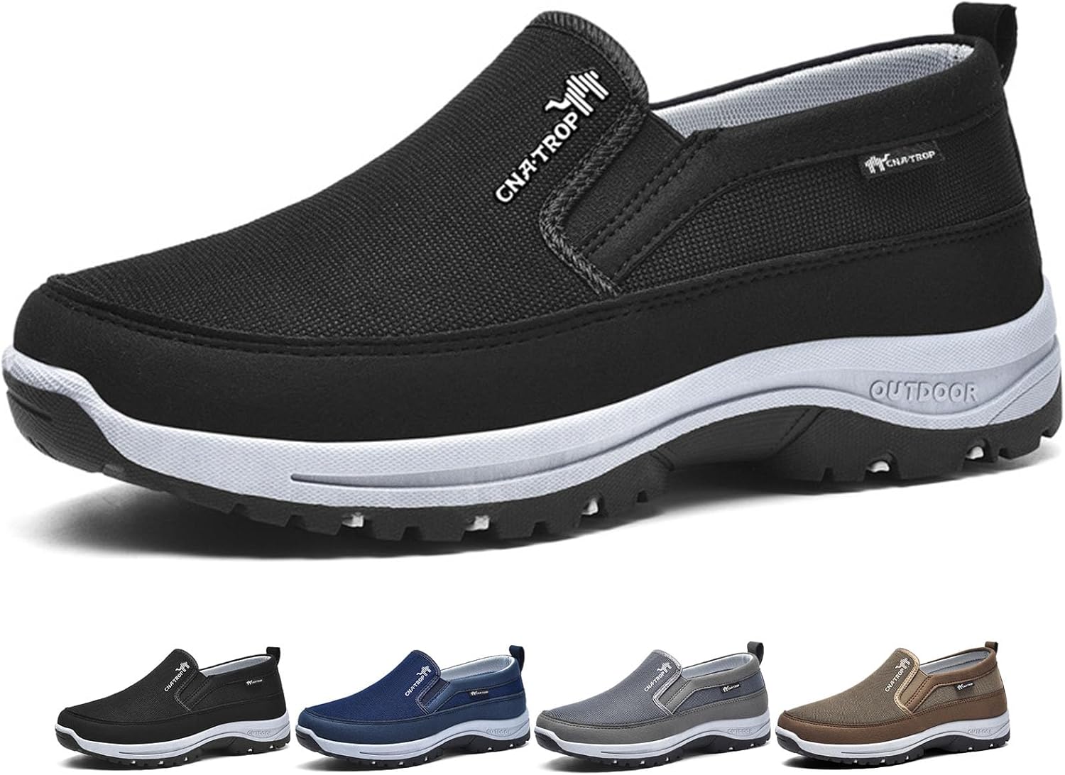 

Мужские кроссовки Auguscare, дышащие удобные сетчатые, нескользящие мокасины, ортопедические дорожные слипоны Generic, черный