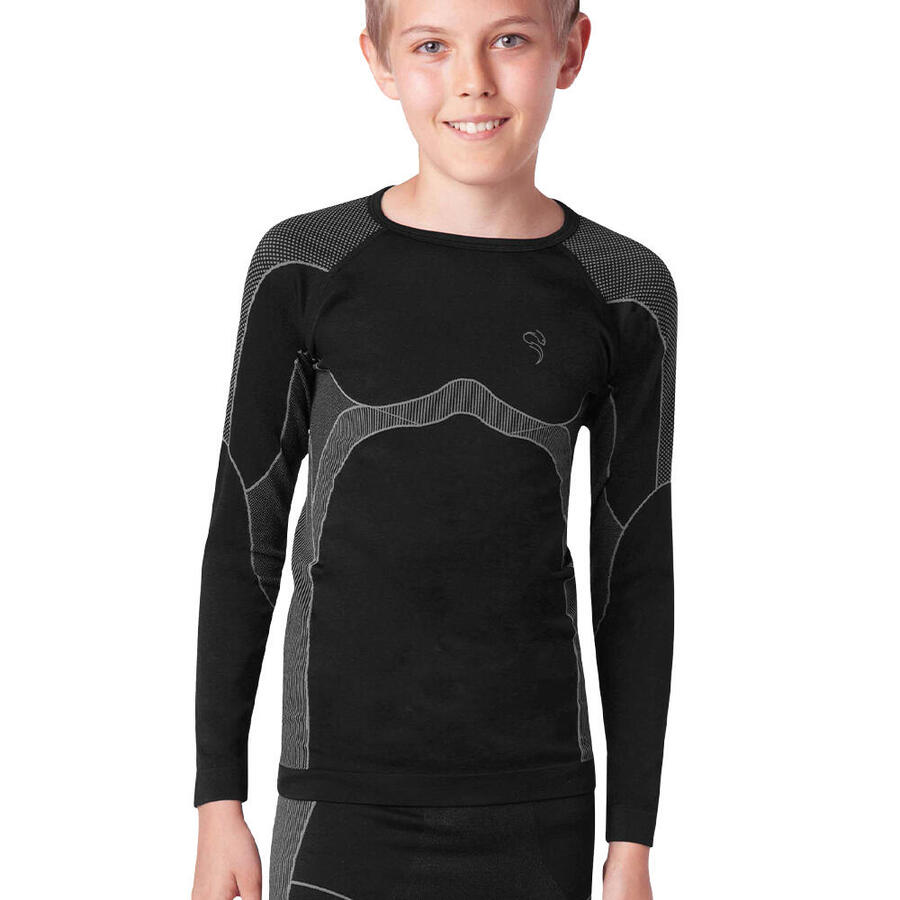 

BLACK SNAKE Бесшовная термомайка для детей | Функциональная майка | Чёрный/серый