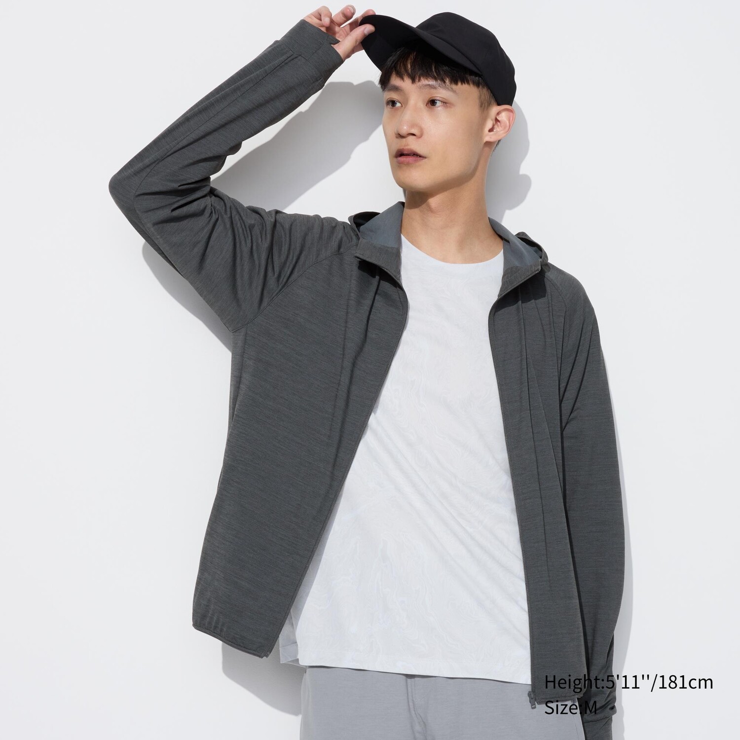 

Толстовка DRY-EX Ultra Stretch с капюшоном и молнией UNIQLO, темно-серый