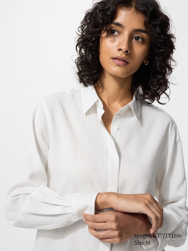 

Вискозная блузка (в полоску) Uniqlo, 01 off white