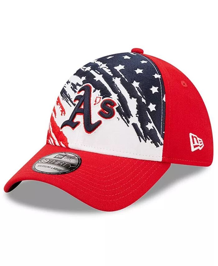 

Мужская красная шляпа Oakland Athletics 2022, 4 июля, 39THIRTY Flex Hat New Era